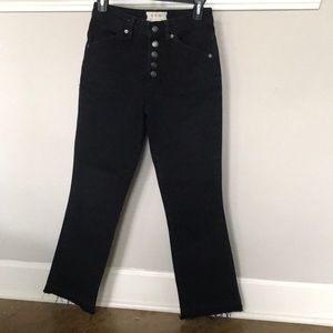 Free people button front black crop flare size 25